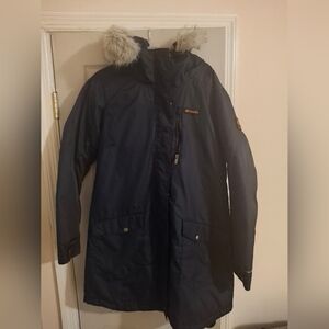 Navy blue Columbia winter coat.